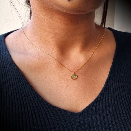 Modern Crown Arc Gold Pendant Necklace