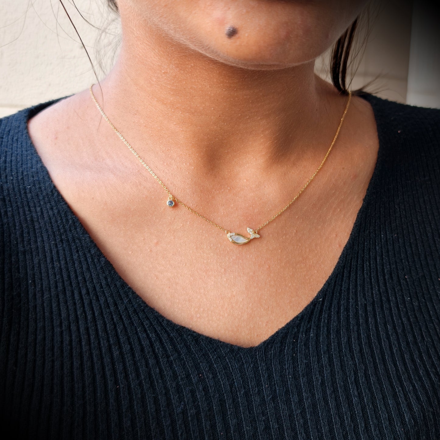 Ocean Whisper Fish Charm Gold Necklace