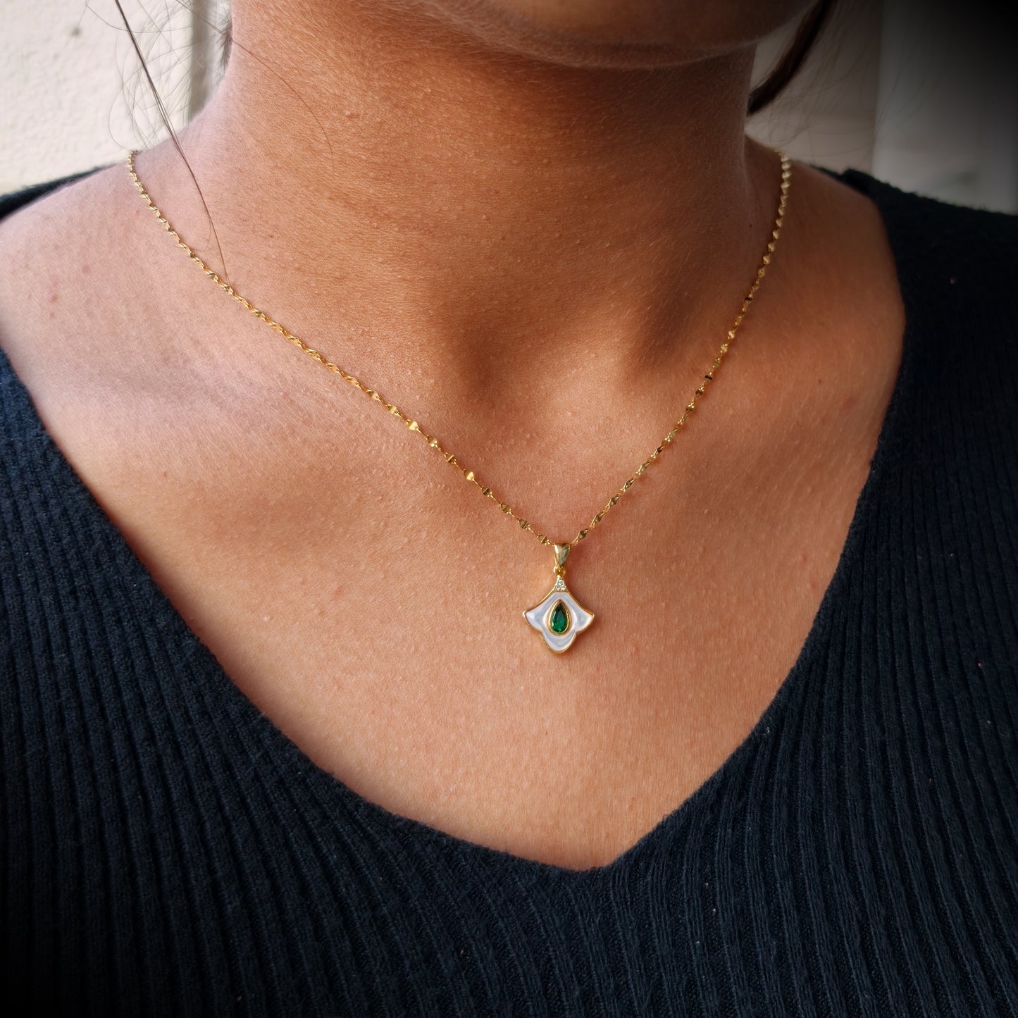 Nature Spark Green Stone Gold Pendant