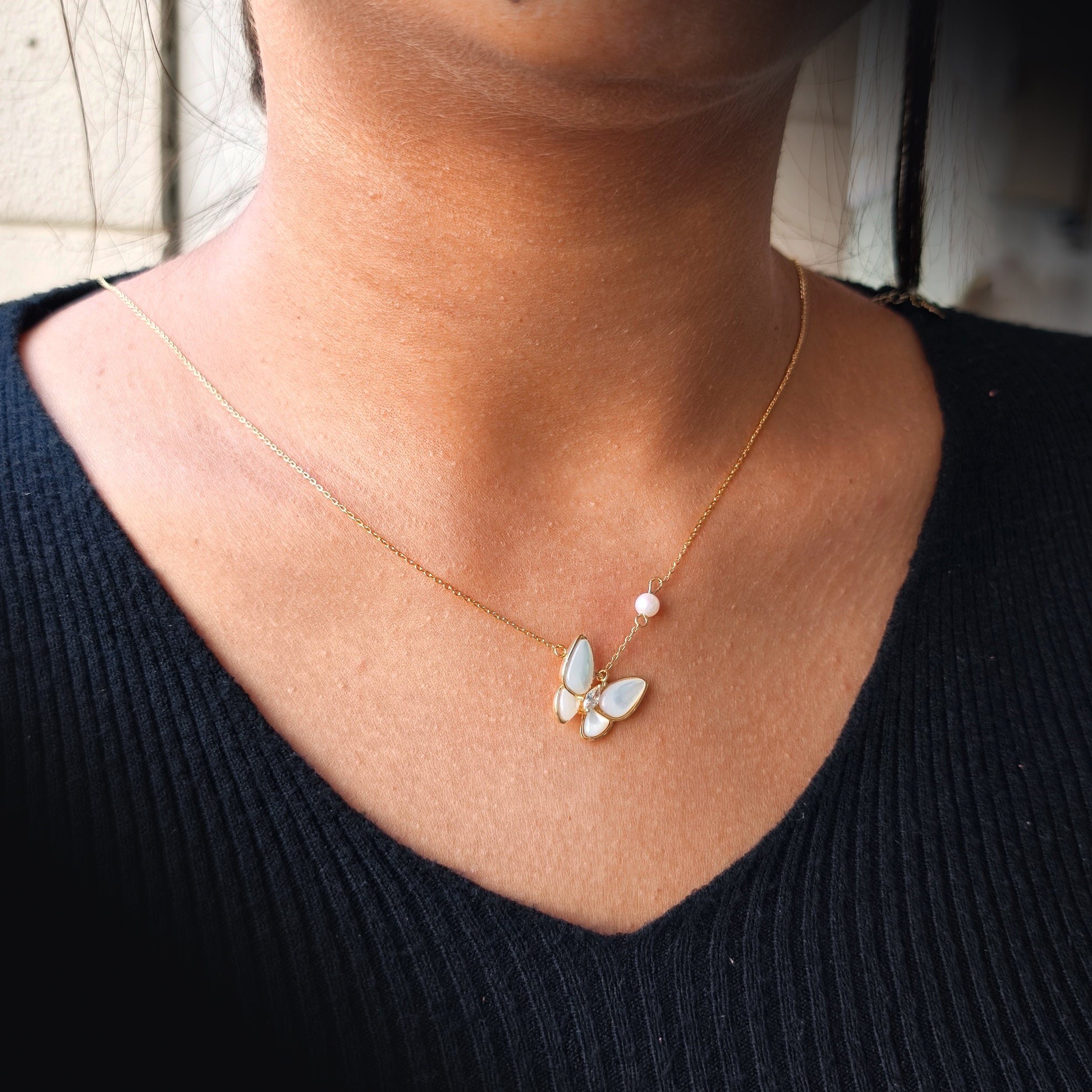 Gold-Finish Butterfly Charm Necklace