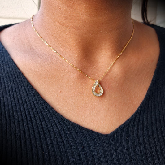 Golden Teardrop Spark Pendant Necklace