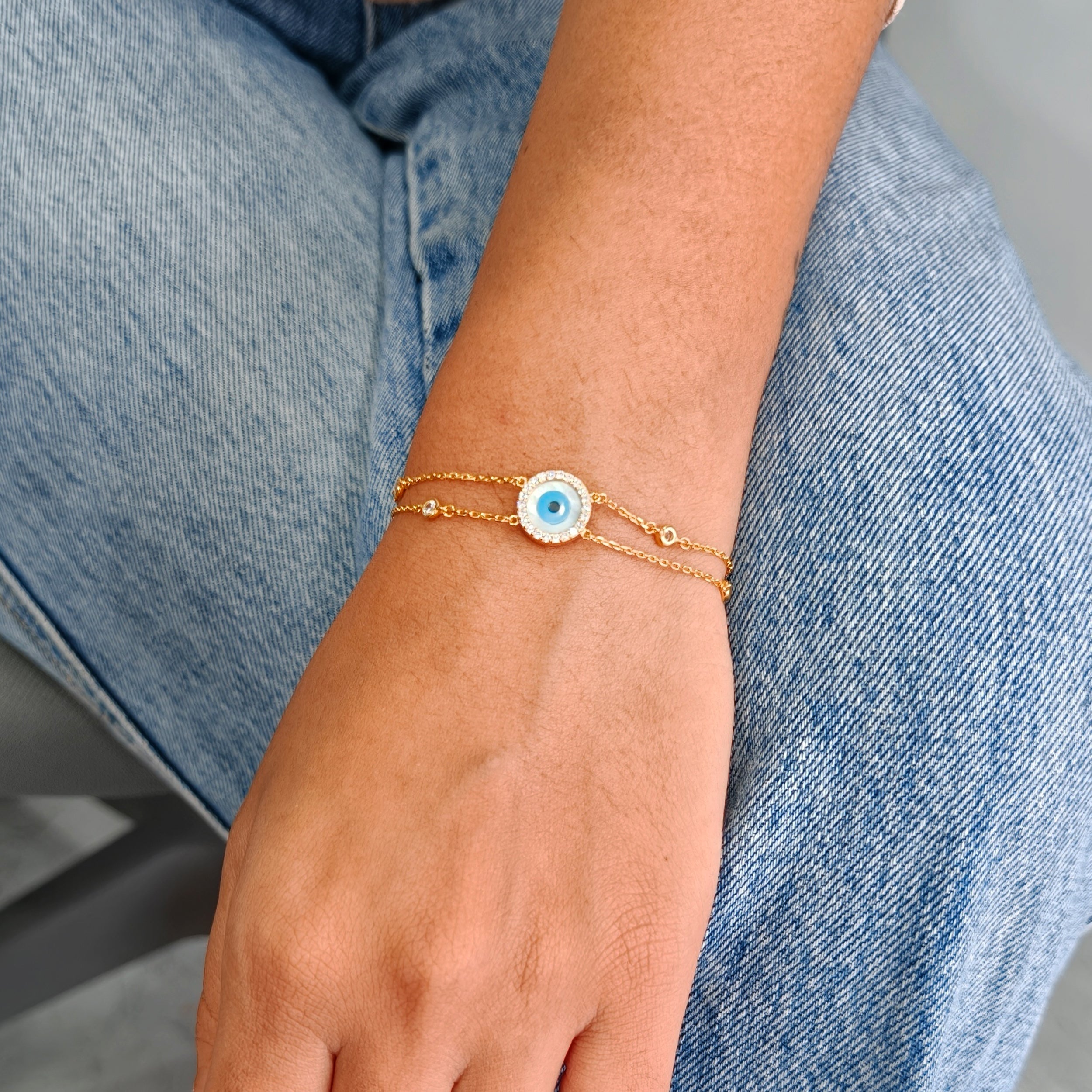 Gold Finish Evil Eye Bracelet