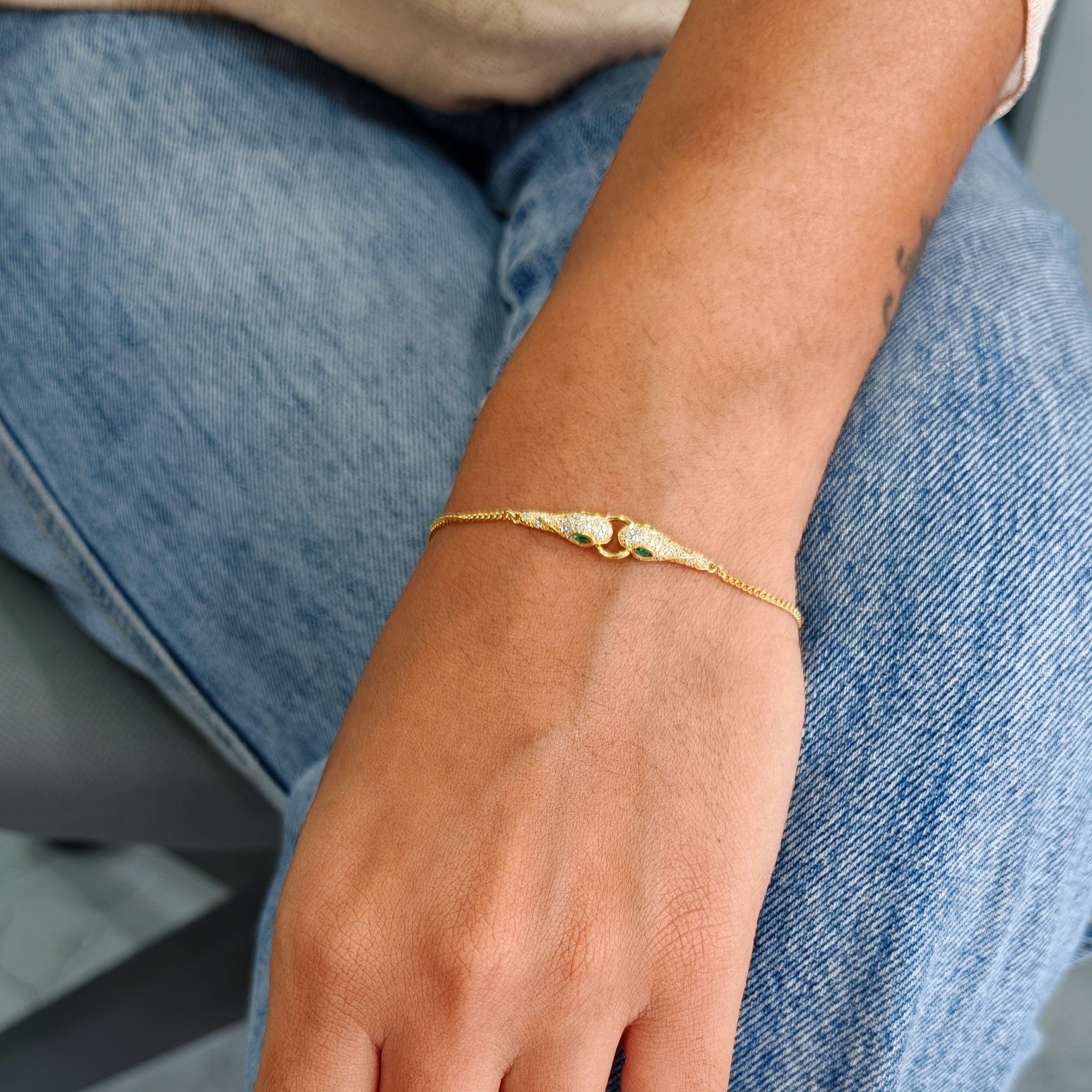 Gold Snake Charm Bracelet