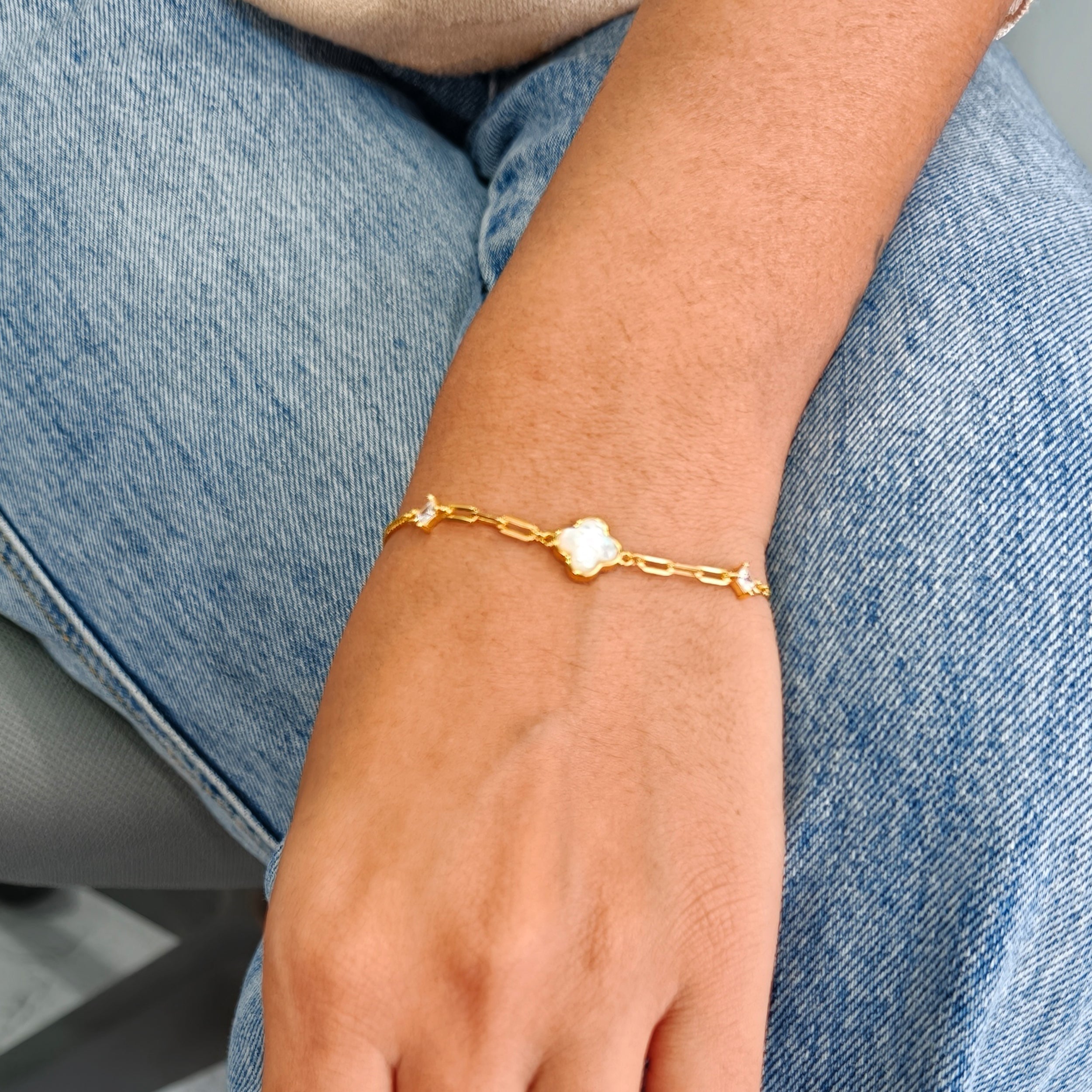 White Clover Charm Bracelet