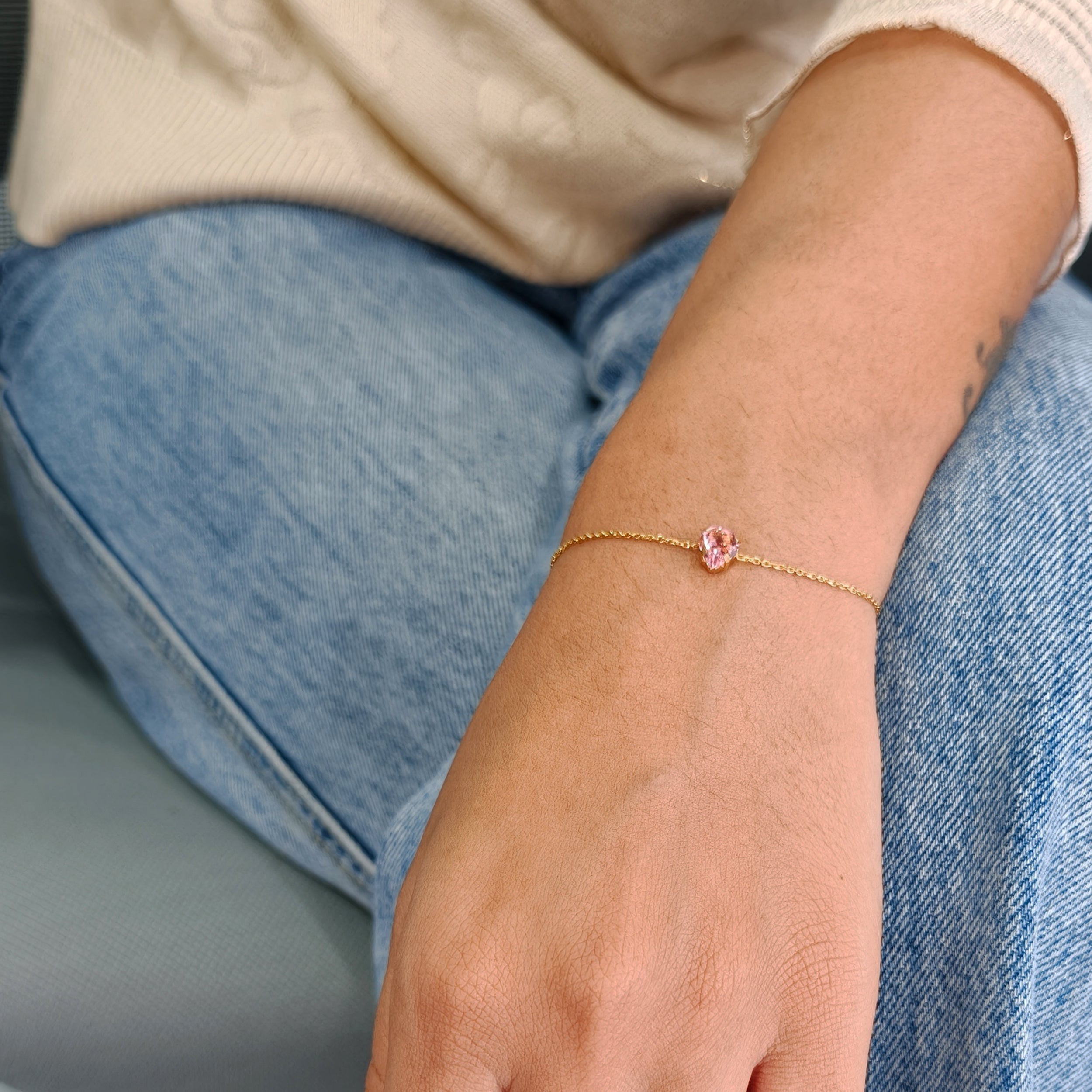 Minimal Pink Heart Bracelet
