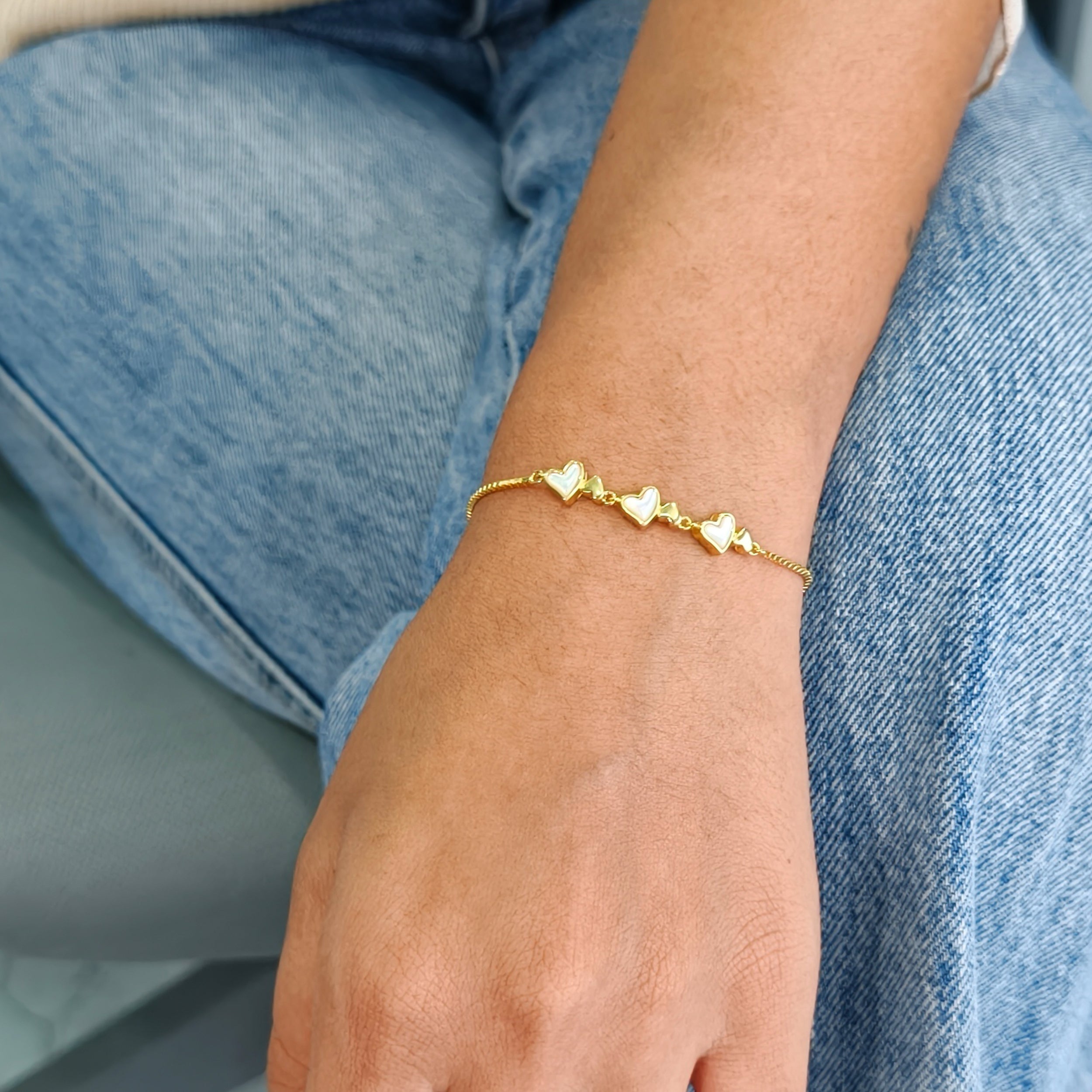 Mother of Pearl Heart Bracelet