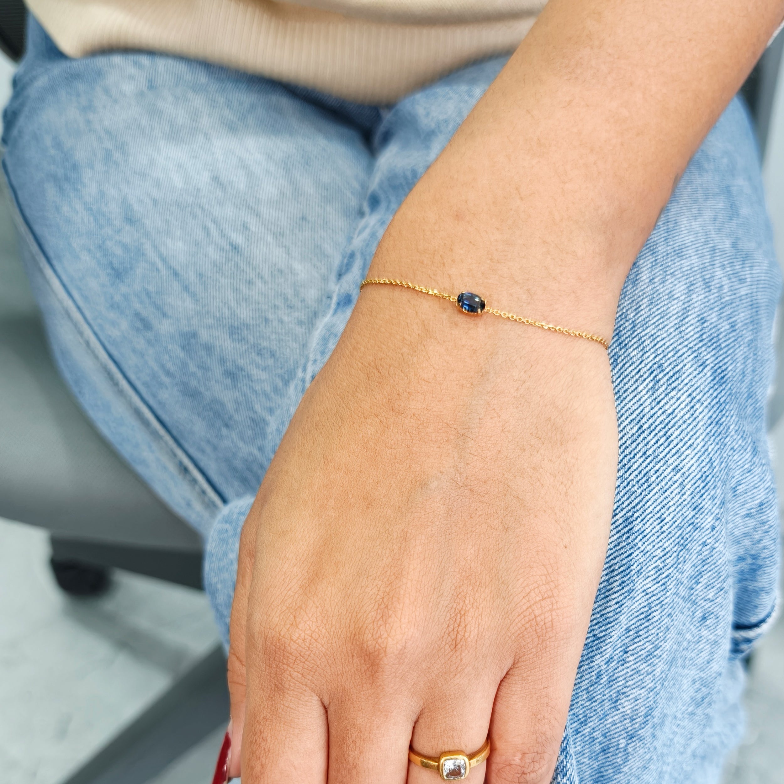Silver Blue Solitaire Bracelet