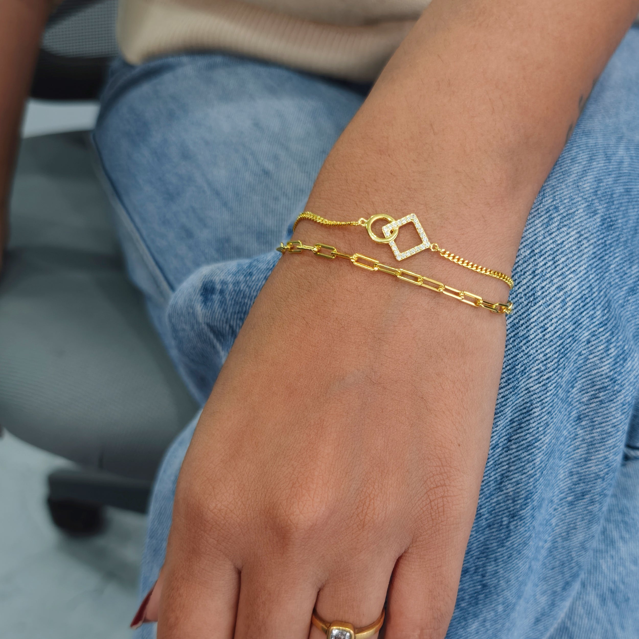 Minimal Geo Bar Chain Bracelet