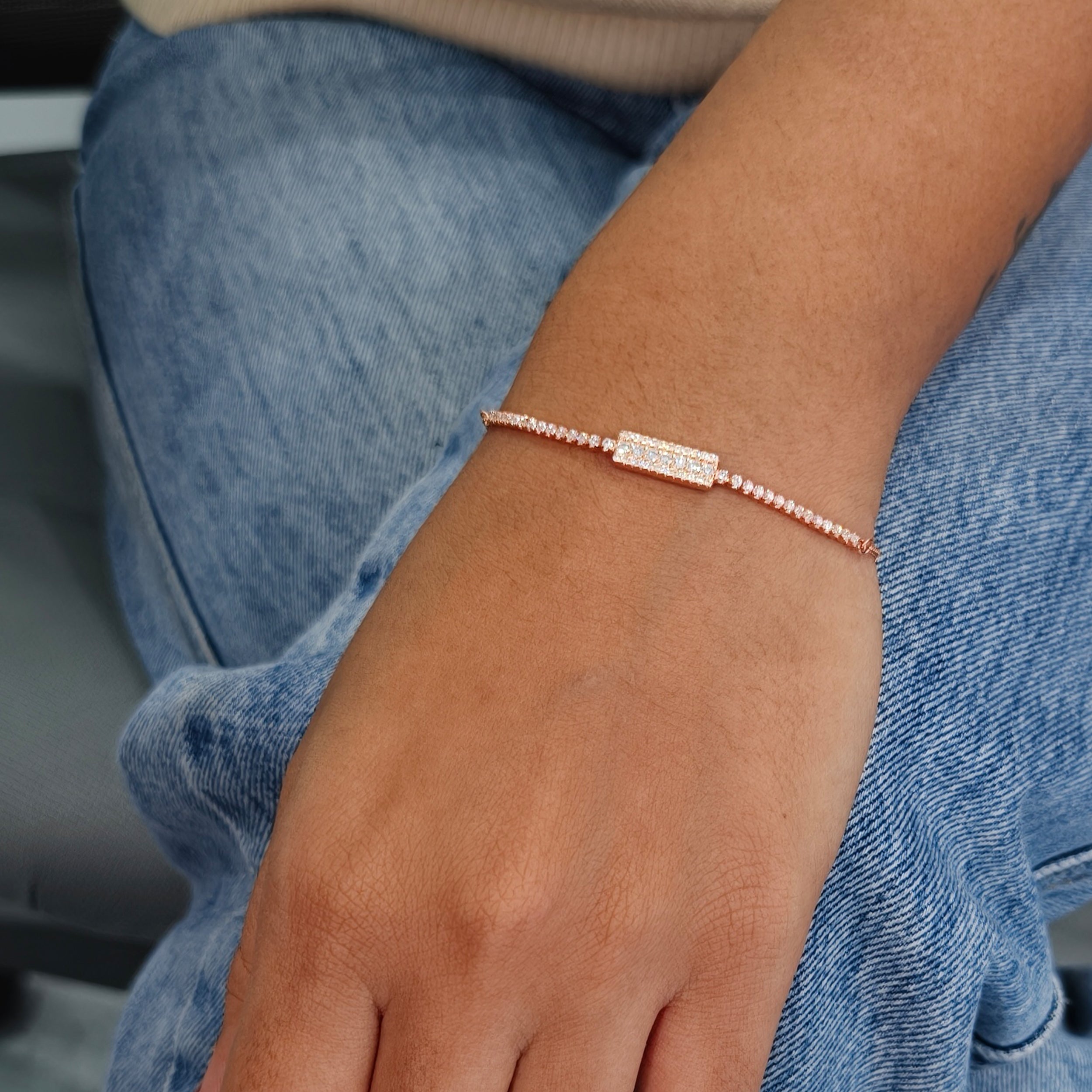 Rose Gold Sparkle Bar Bracelet