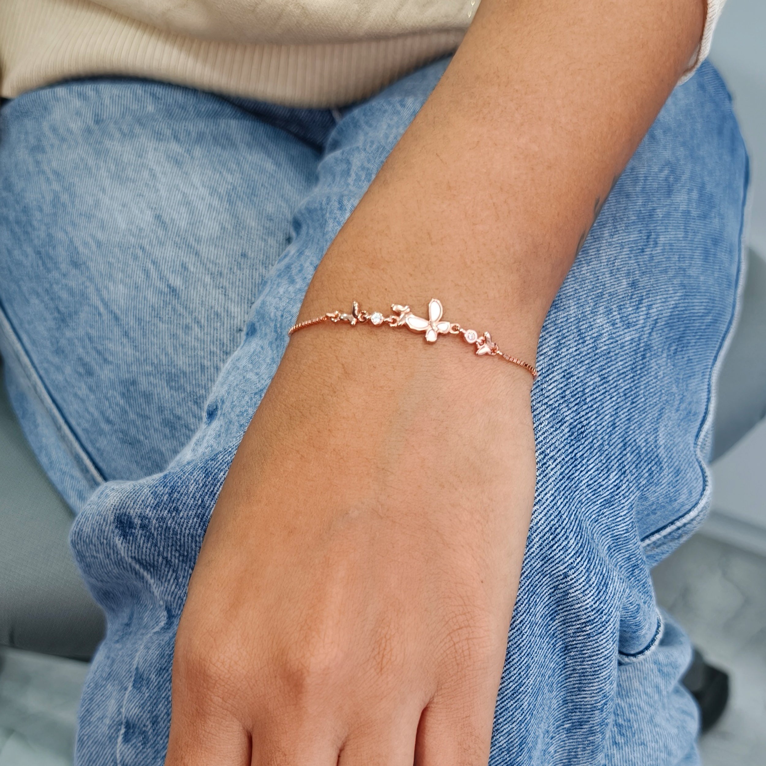 Tiny Butterfly Rose Gold Bracelet