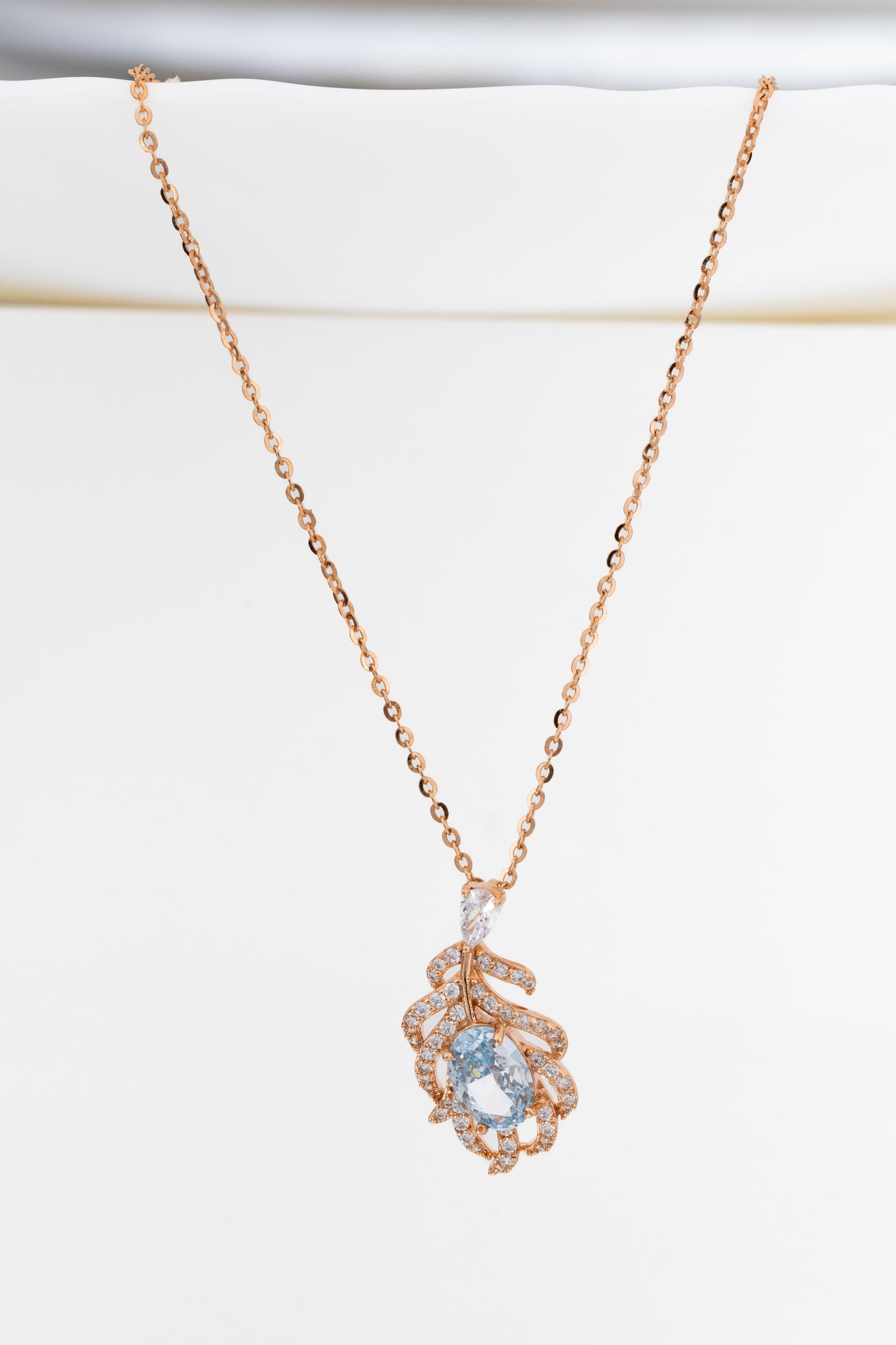 Blue Whisper Leaf Necklace