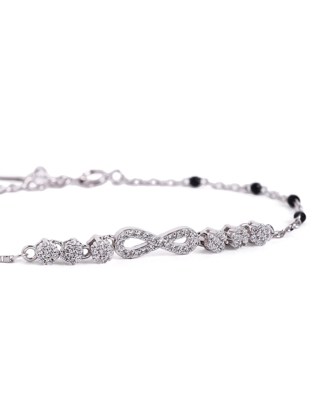 925 sterling silver mangalsutra bracelet with black beaded chain
