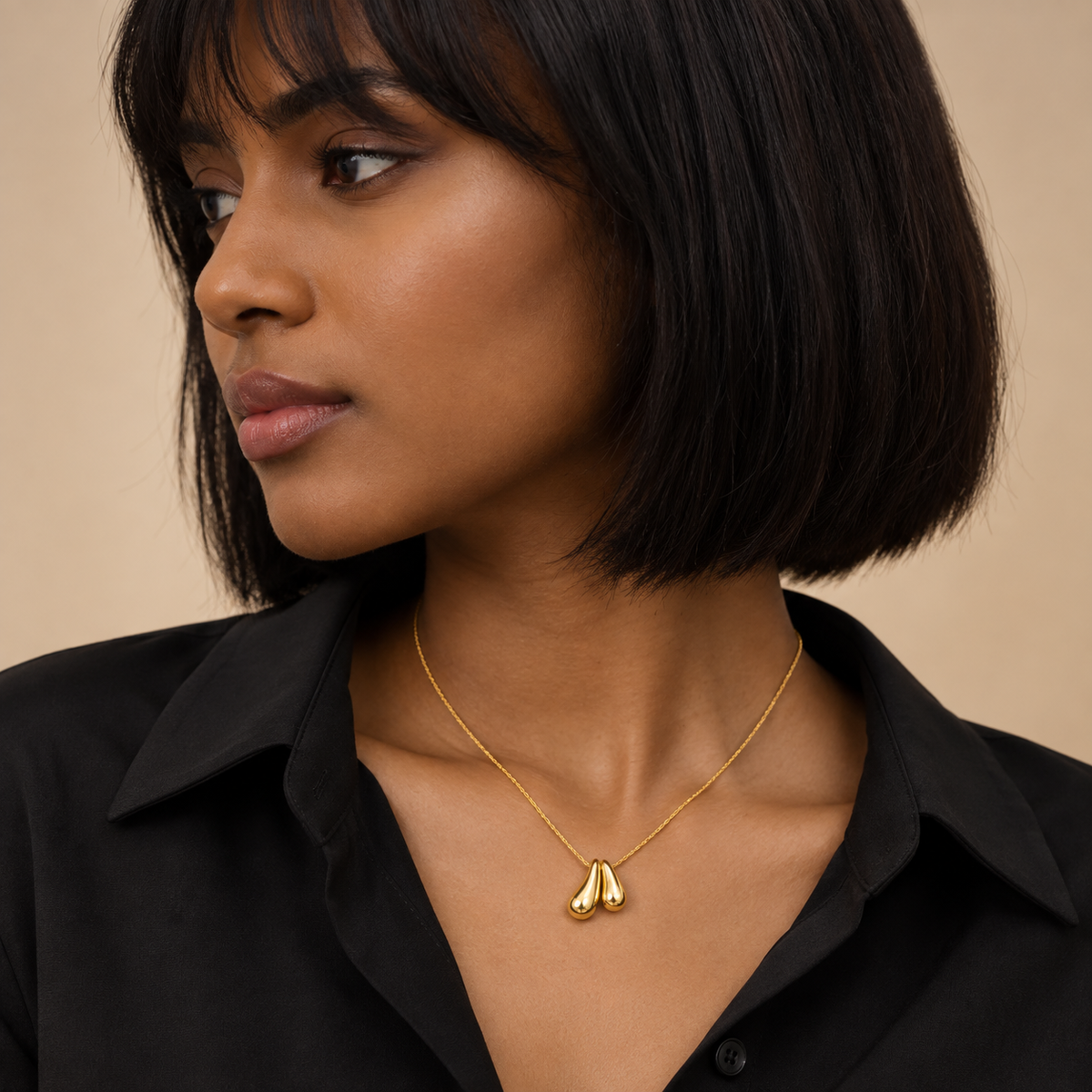 Golden Twin Drop Necklace