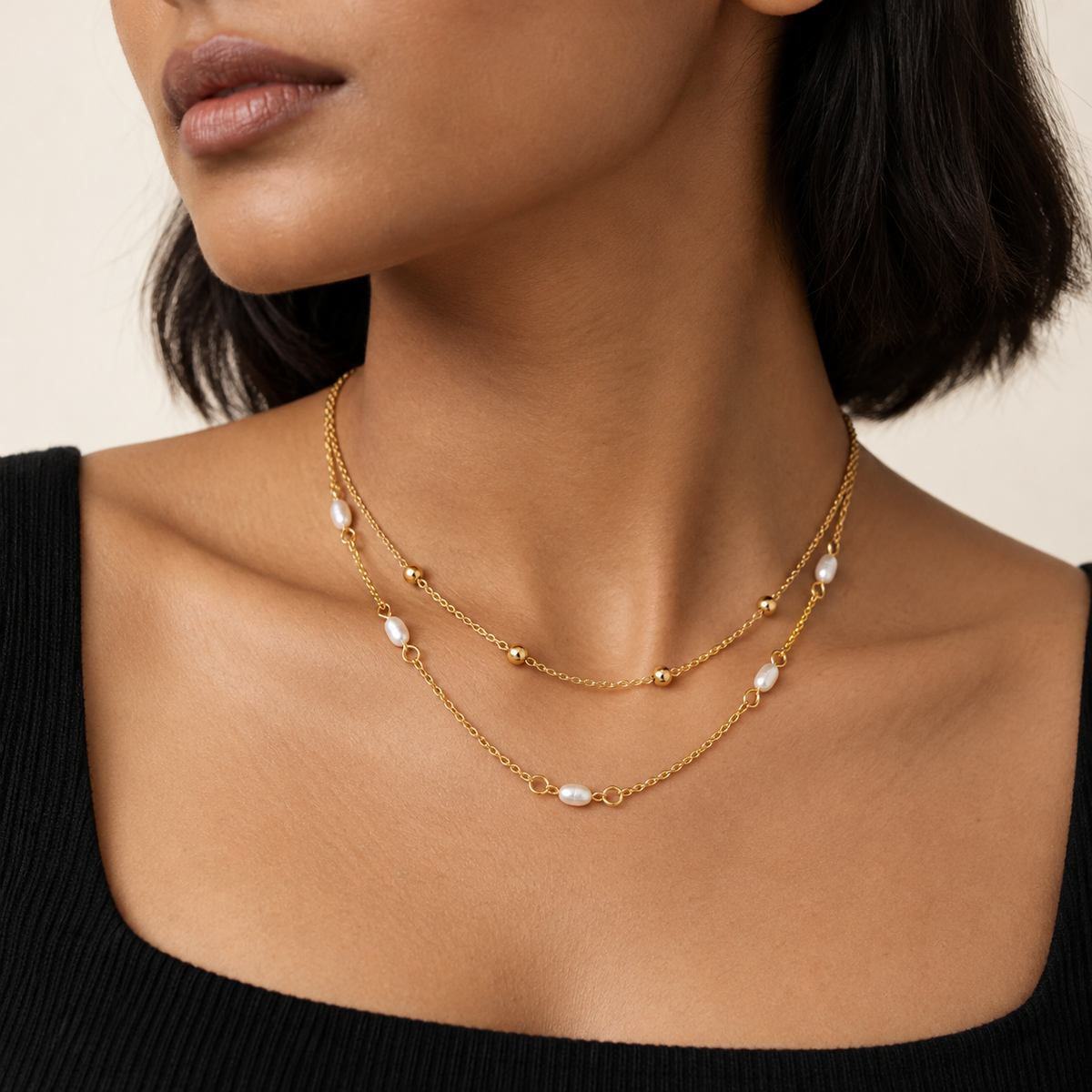 Pearl Duo Layer Necklace