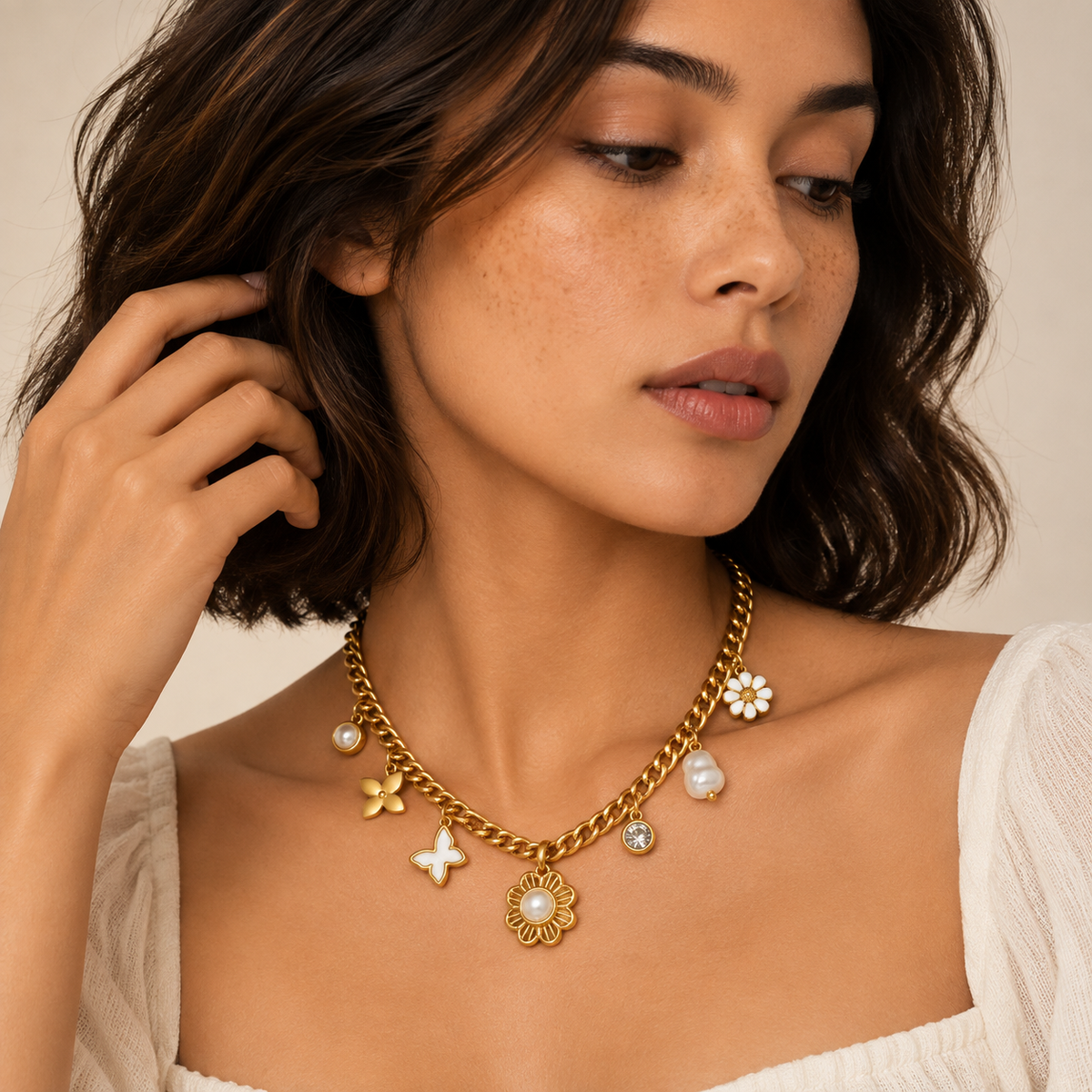 Floral Pearl Statement Necklace