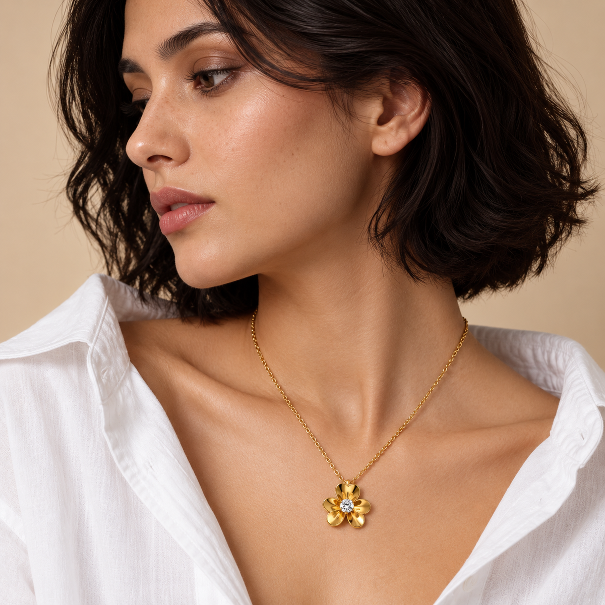 Golden Floral Heart Necklace