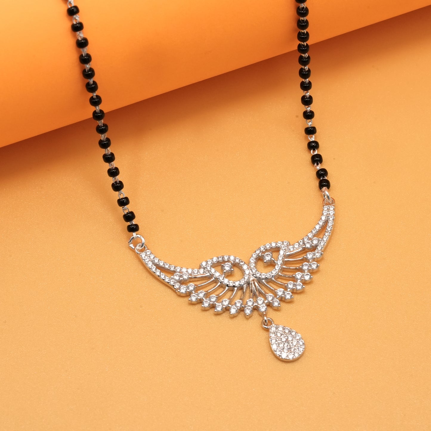 925 sterling silver mangalsutra with black beaded chain 