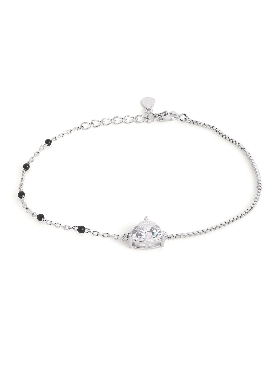 925 sterling silver mangalsutra bracelet with black beaded chain