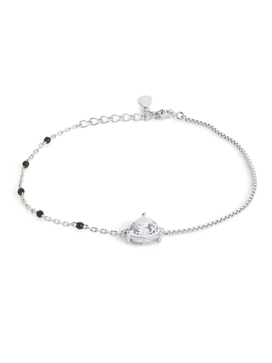 925 sterling silver mangalsutra bracelet with black beaded chain