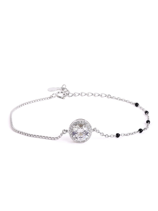 925 sterling silver mangalsutra bracelet with black beaded chain