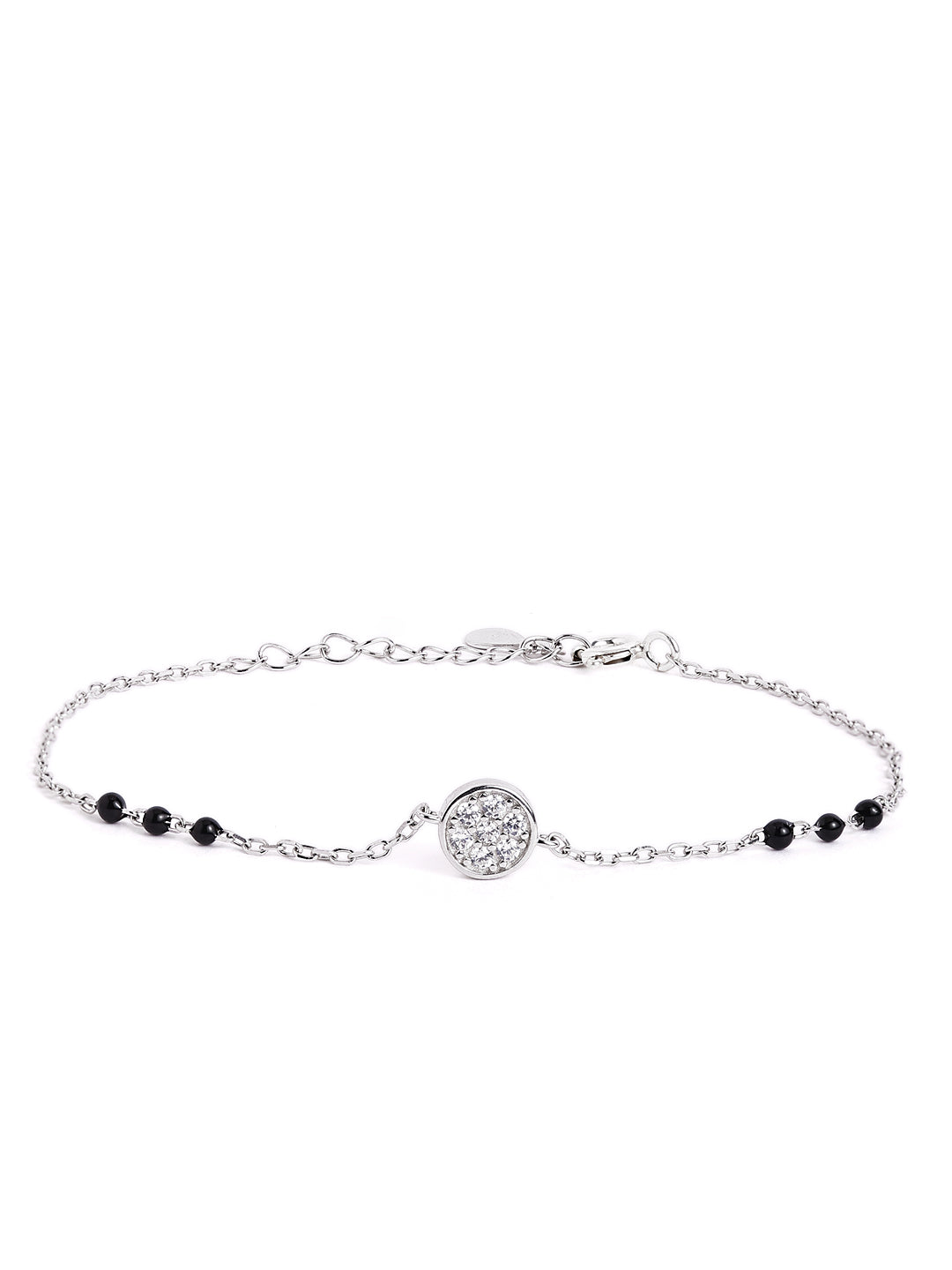 925 sterling silver mangalsutra bracelet with black beaded chain