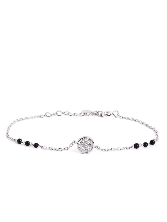 925 sterling silver mangalsutra bracelet with black beaded chain
