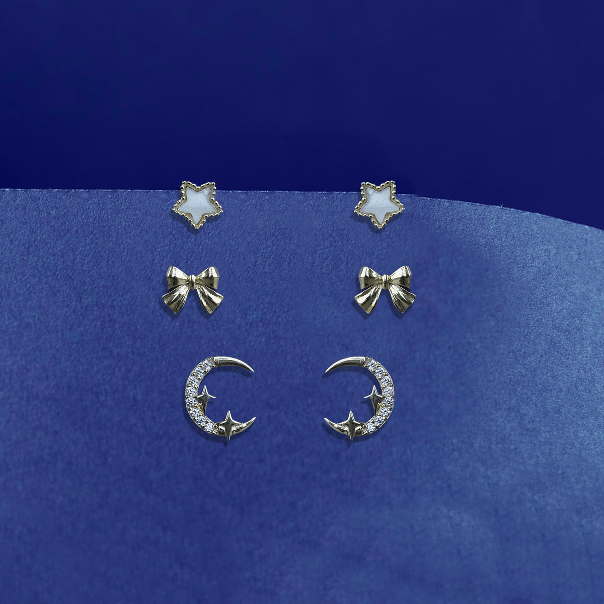 925 sterling silver set of 3 stud earrings