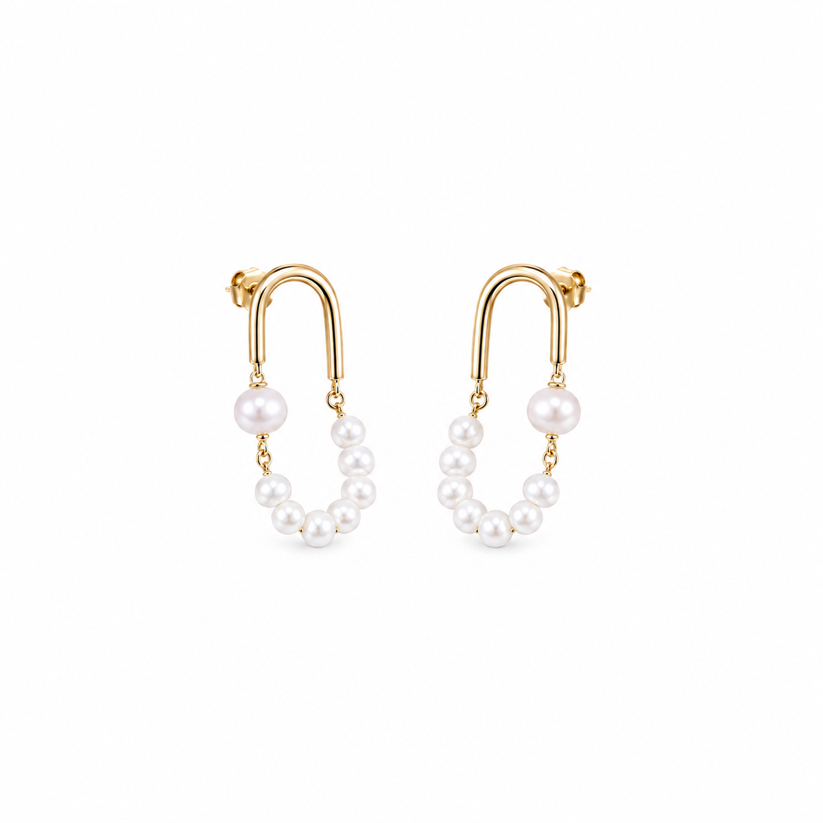 Elegant Gold-Finish Pearl Earrings