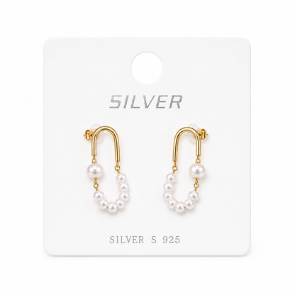 Elegant Gold-Finish Pearl Earrings