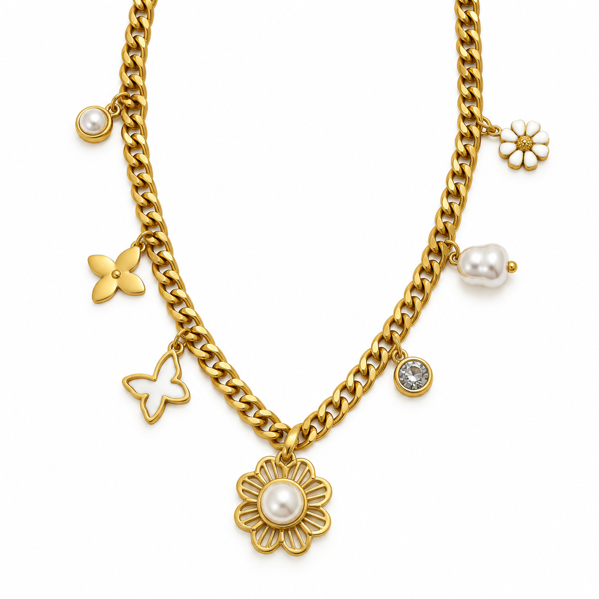 Floral Pearl Statement Necklace