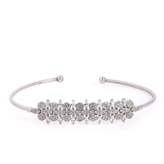 Sparkling floral cluster open cuff