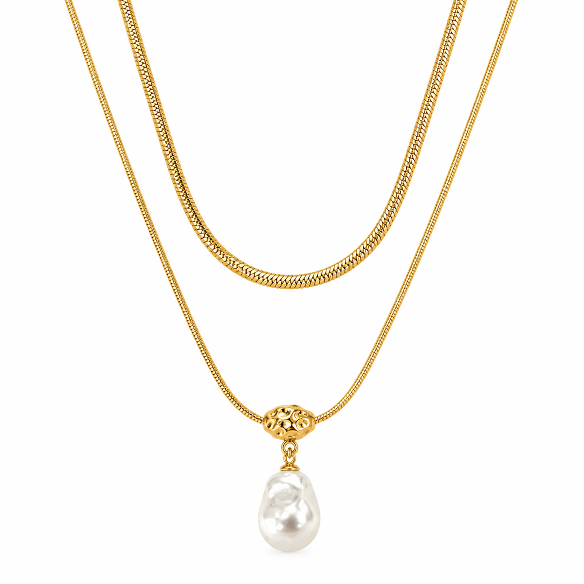 Pearl Drop Layered Necklace