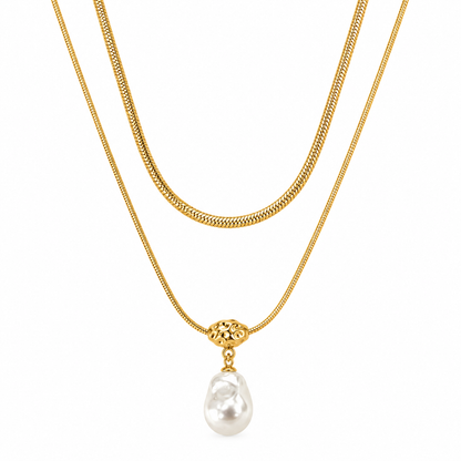 Pearl Drop Layered Necklace