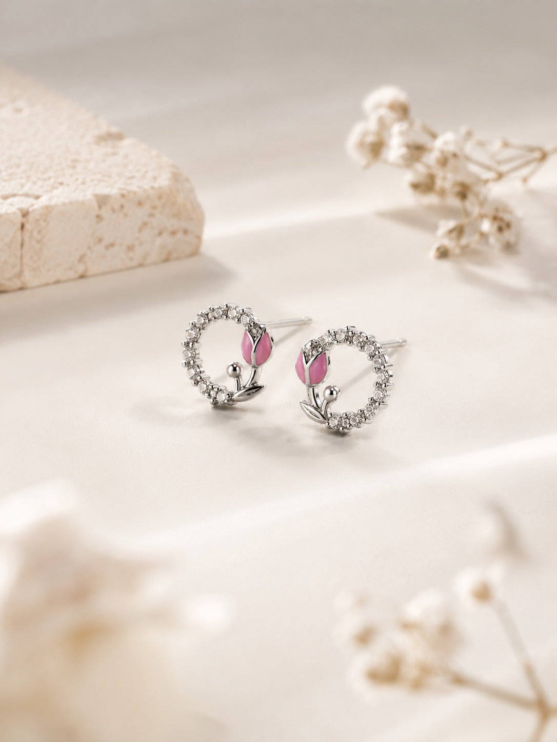 Blush Tulip Bloom Studs