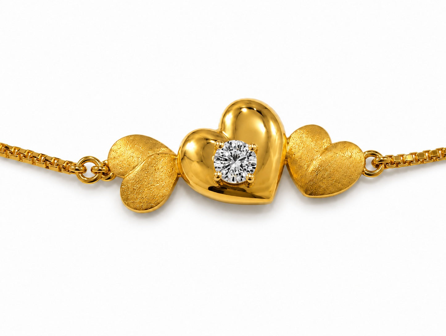 9K Gold Diamond Heart Bracelet