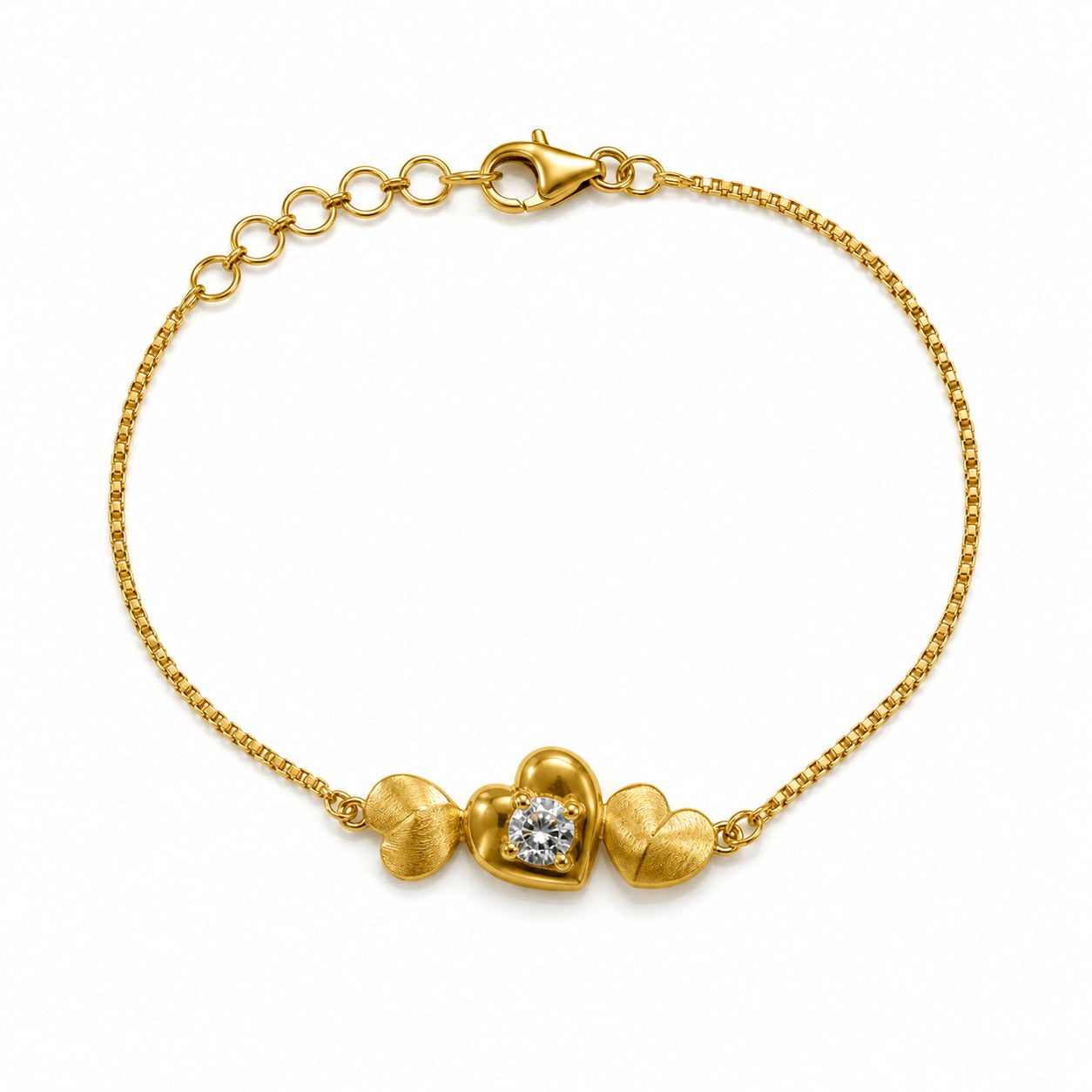 9K Gold Diamond Heart Bracelet
