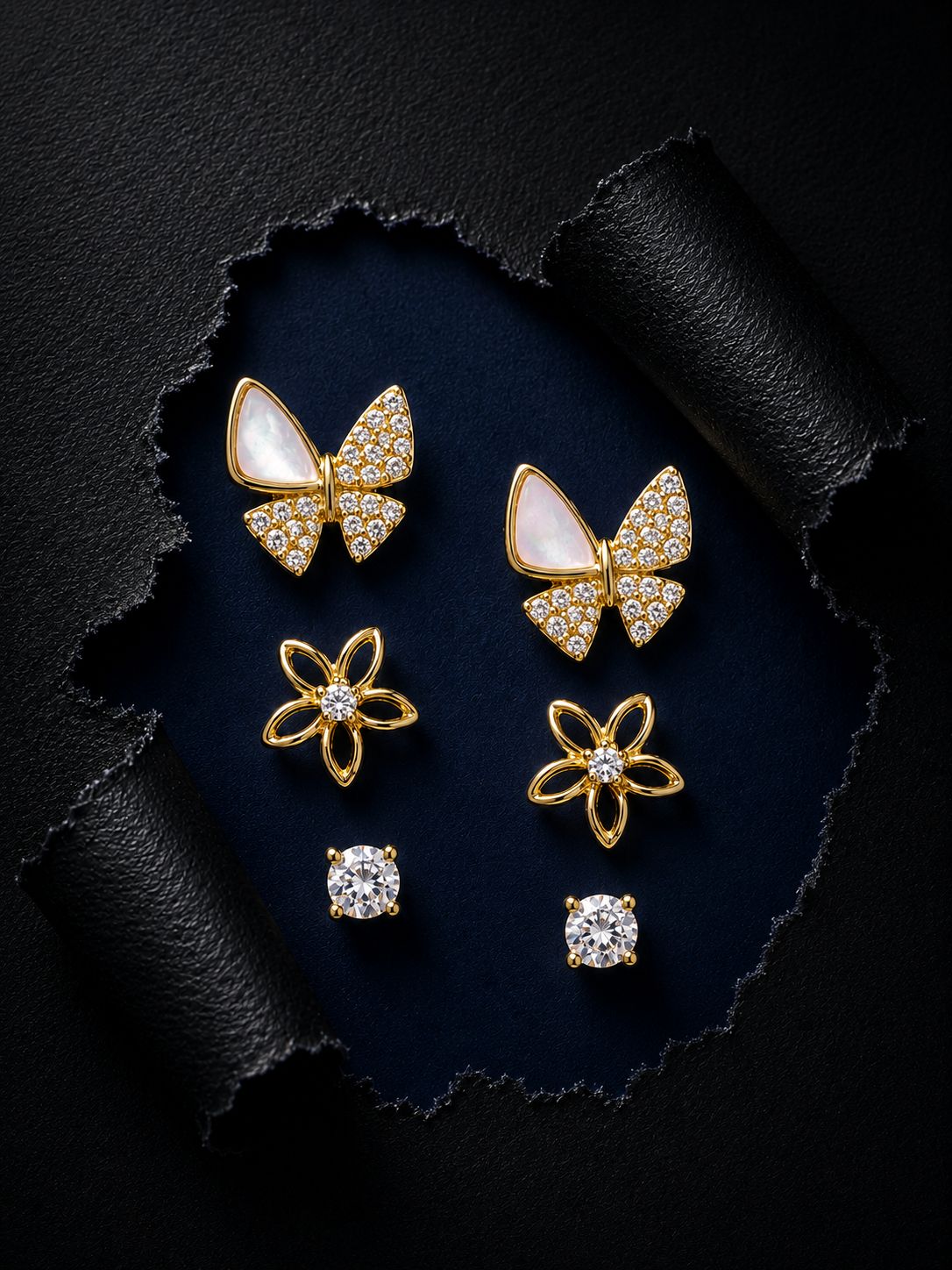 Elegant Triple Stud Set of 3