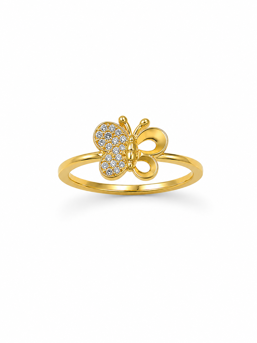 9K Gold Butterfly Diamond Ring (Size - 12)