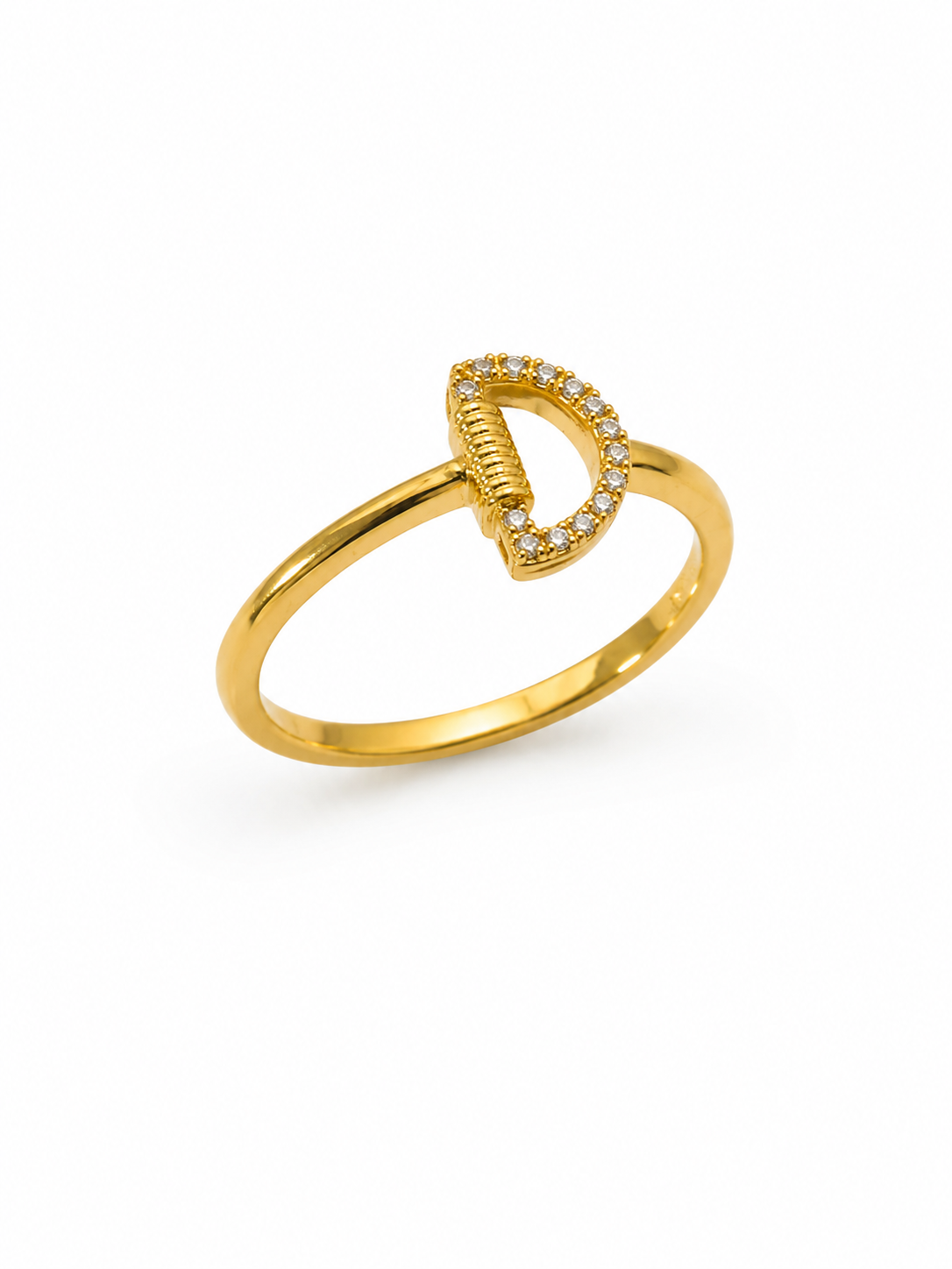 9K Gold Minimalist Initial Ring (Size - 13)