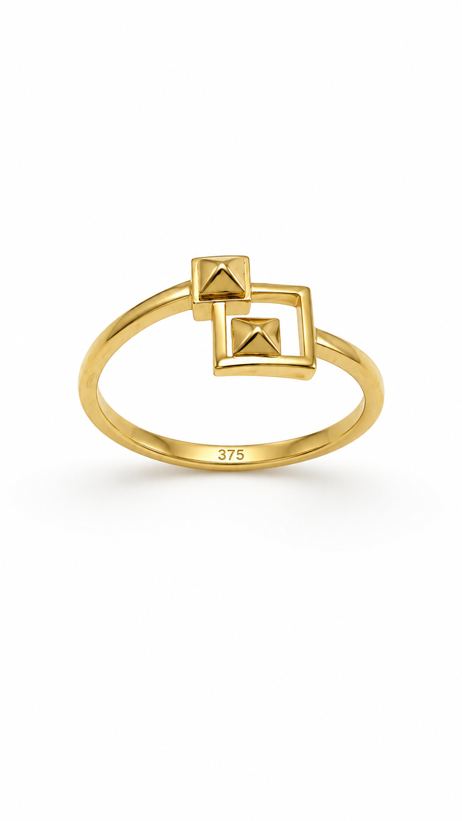9K Gold Geometric Duo Ring (Size - 12)