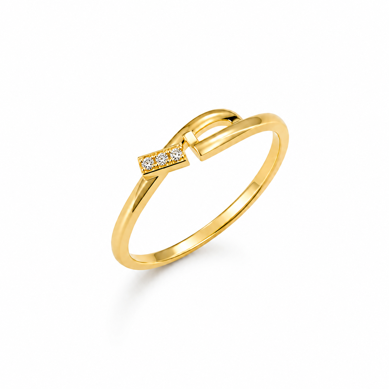 9K Gold Diamond Knot Ring (Size - 11)