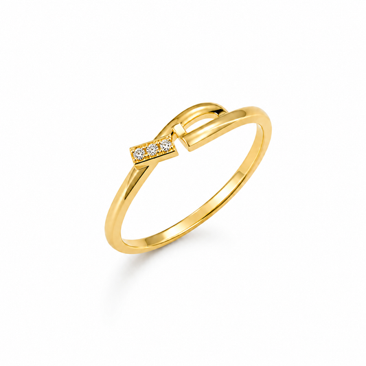 9K Gold Diamond Knot Ring (Size - 11)