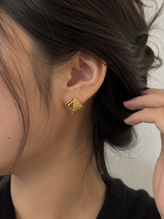 Textured 9 Karat Gold Earrings