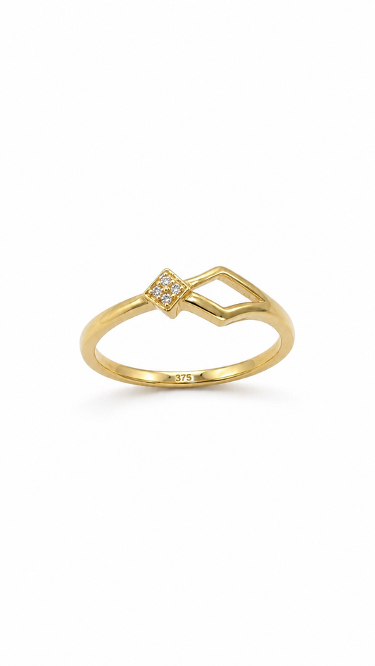 9K Gold Geometric Elegance Ring (Size - 11)
