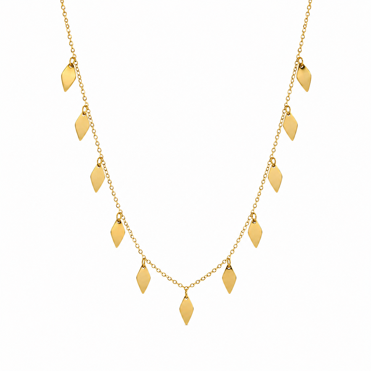 Golden Cascade Charm Necklace