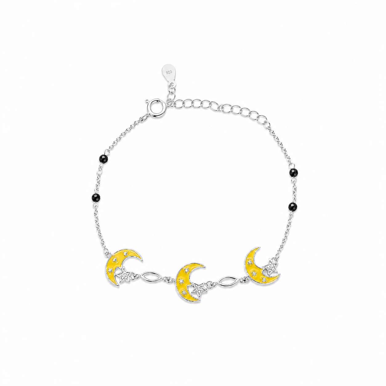 Silver Triple Moon Enamel Kids Bracelet