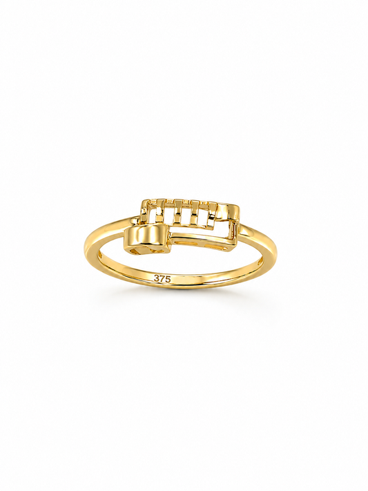 9K Gold Modern Lock Ring (Size -11)