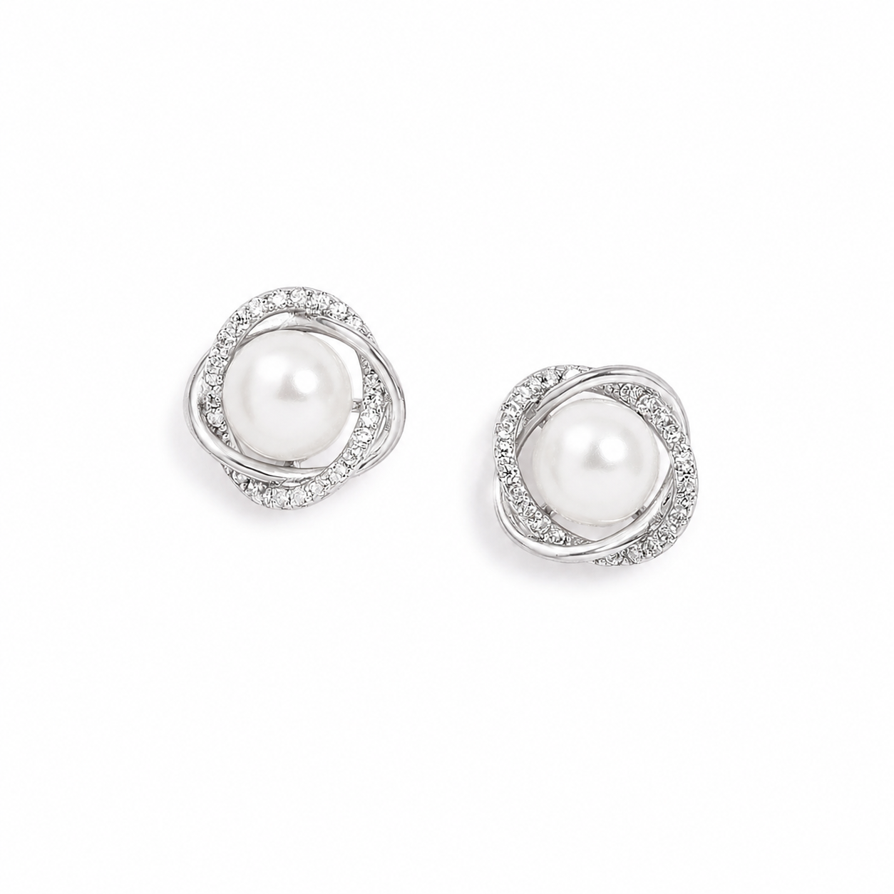 Silver Grace Loop Pearl Studs