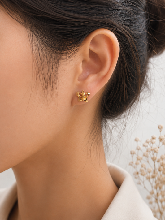9K Gold Butterfly Stud Earrings