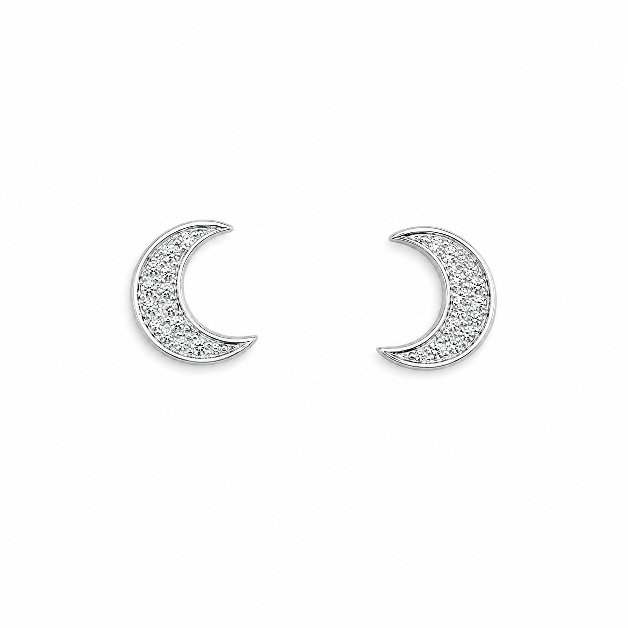 Silver Minimal Moon Spark Studs